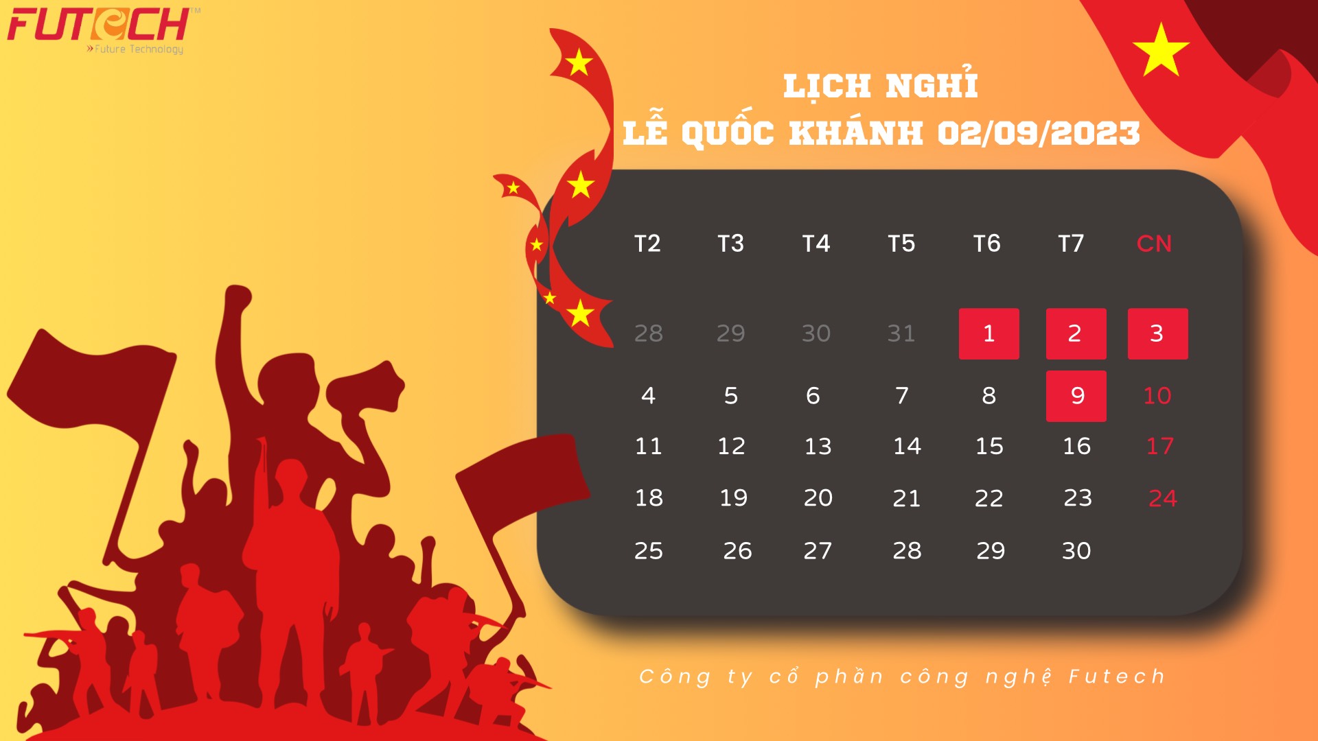 Thông báo lịch nghỉ lễ Quốc Khánh 2/9/2023